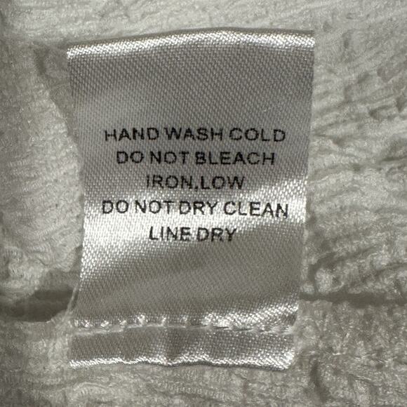 Alice Blue 1X White Textured Top Yellow Crochet Floral Sleeve Boho‎ Cottagecore - Picture 10 of 10